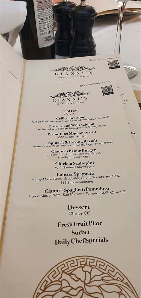 versace mansion restaurant menu prices|Versace restaurant menu.